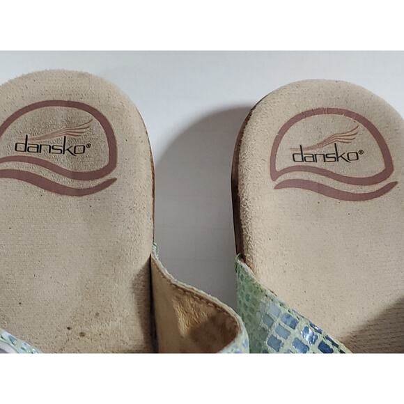 Dansko Sophie Irlidescent Reptile Print Slip On Mules Sandals 37/US 6.5 Beachy - Picture 7 of 13